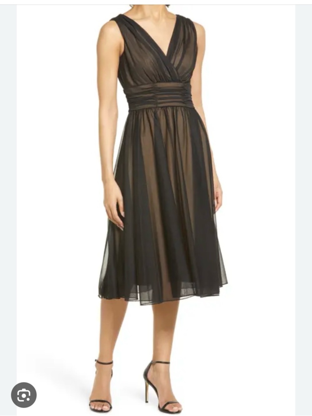 Connected Apparel Black Chiffon Midi Dress Size 16 NWT | Formal, Prom